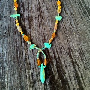 World Tribe turquoise fetish necklace